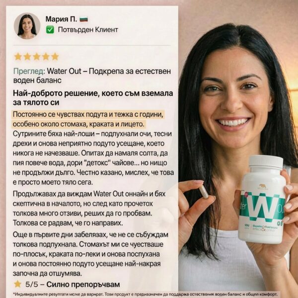 Хранителна добавка The Green Bear Water Out – билков диуретик, 60 капсули