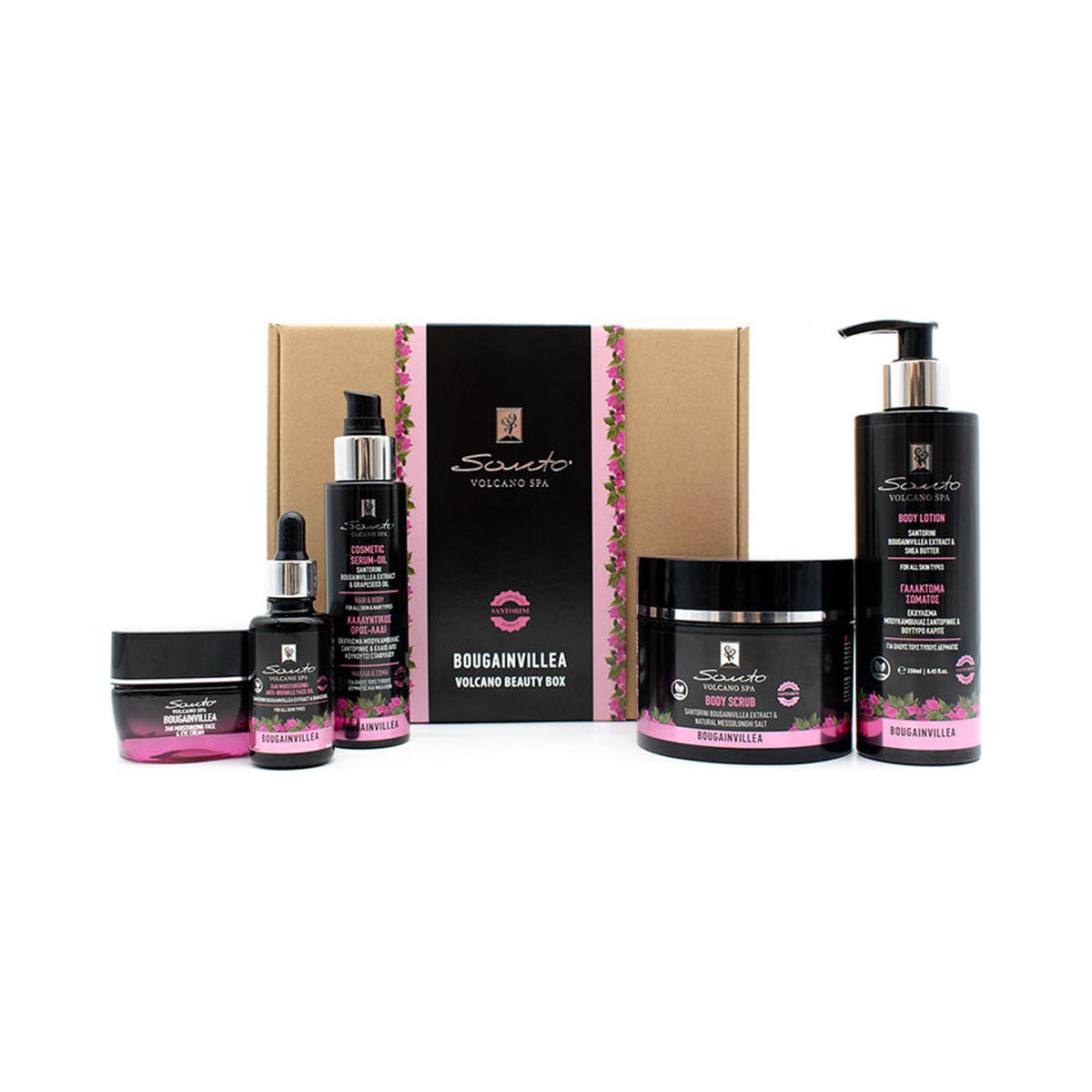 Комплект Santo Volcano Spa Bougainvillea Premium – 5 продукта за лице, тяло и коса Комплект Santo Volcano Spa Bougainvillea Premium – 5 продукта за лице, тяло и коса