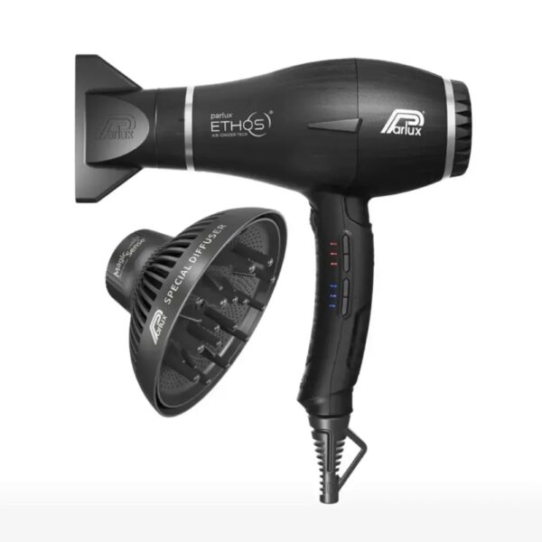 Комплект сешоар Parlux Ethos 2300W с дифузер Magic Sense, черен мат