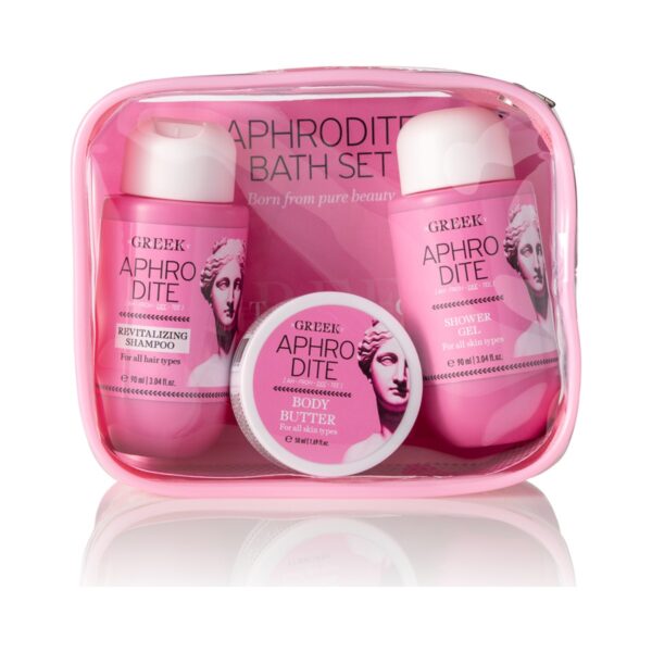 Комплект за баня и тяло Olive Spa Mythology Aphrodite – шампоан, душ гел и масло за тяло