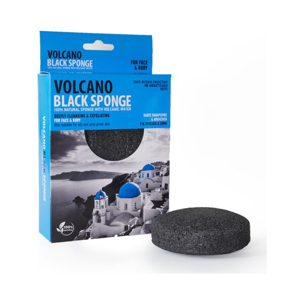 Конякова гъба с вулканична вода за лице и тяло Santo Volcano Spa Black Sponge Maxi