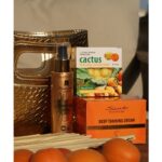 Летен комплект за тен Santo Volcano Spa – блестящ серум, крем за тен и сапун + чанта